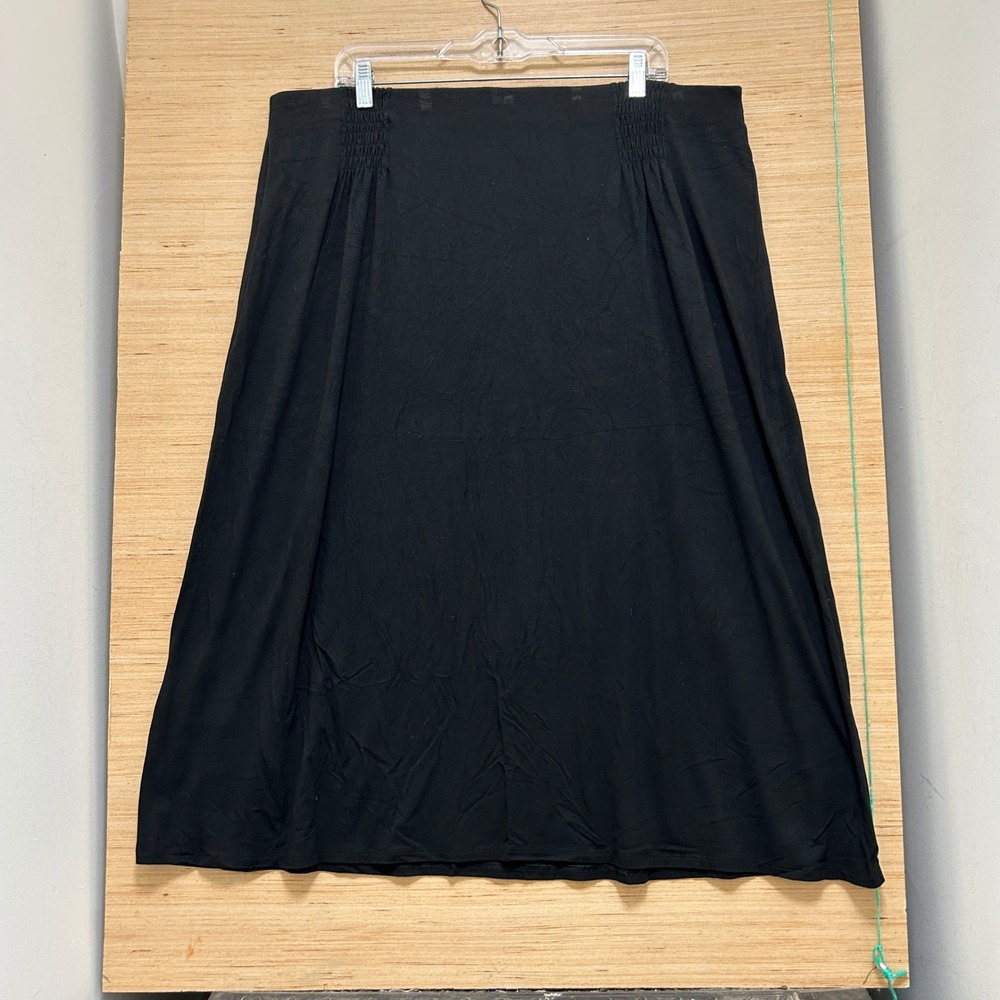 J. Jill Wearever Black A-Line Midi Skirt Smocked Waist Plus 2XL Petite 5954
